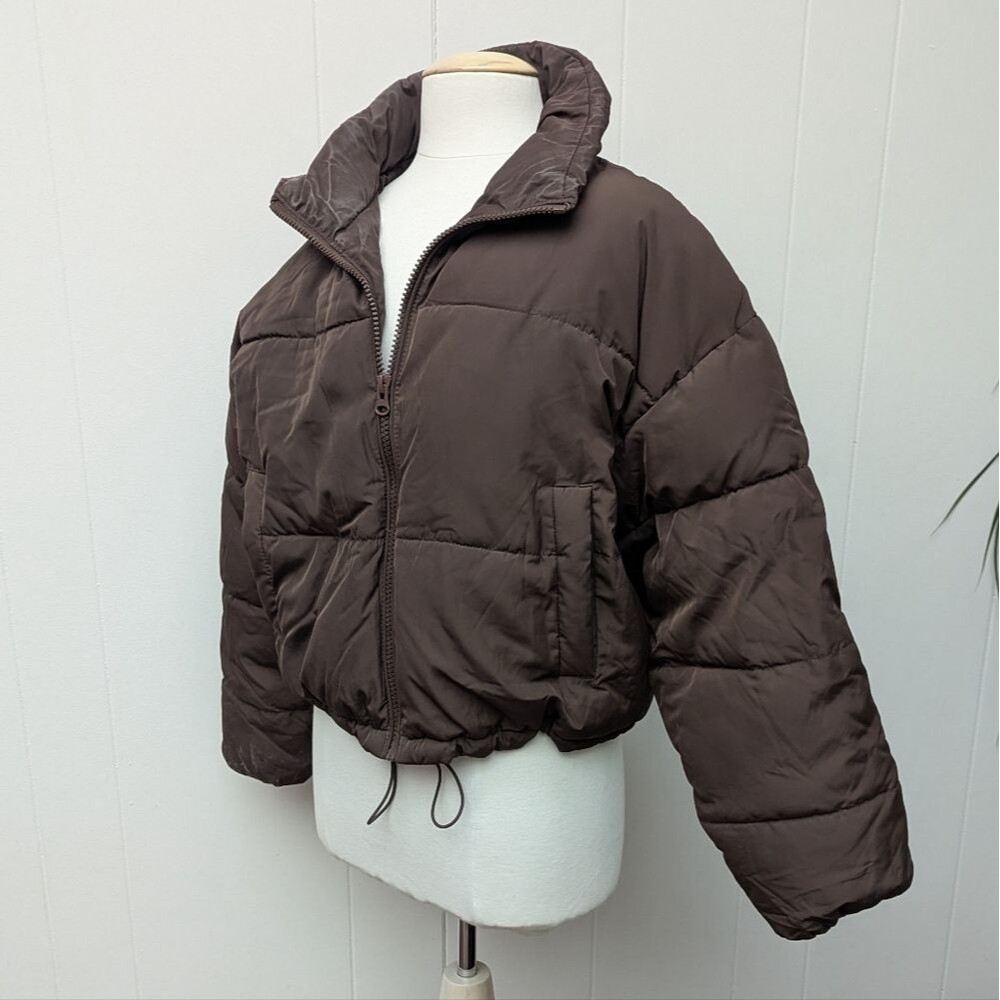 Chocolate Brown Short Puffer Coat By H&M Size L